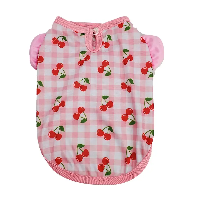 Hip Doggie Cherry Gingham Ruffle Dog Tank - Pink
