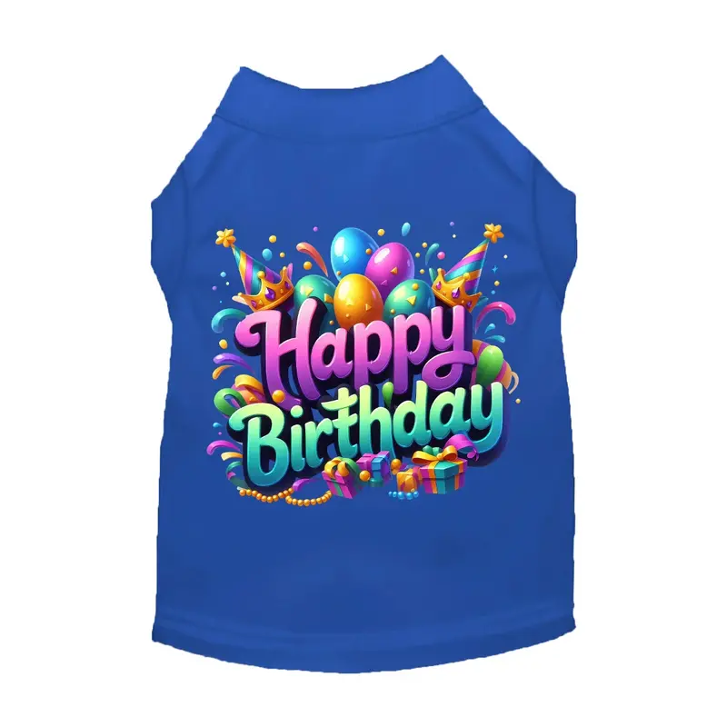 Mirage Happy Birthday Cat and Dog Shirt - Blue