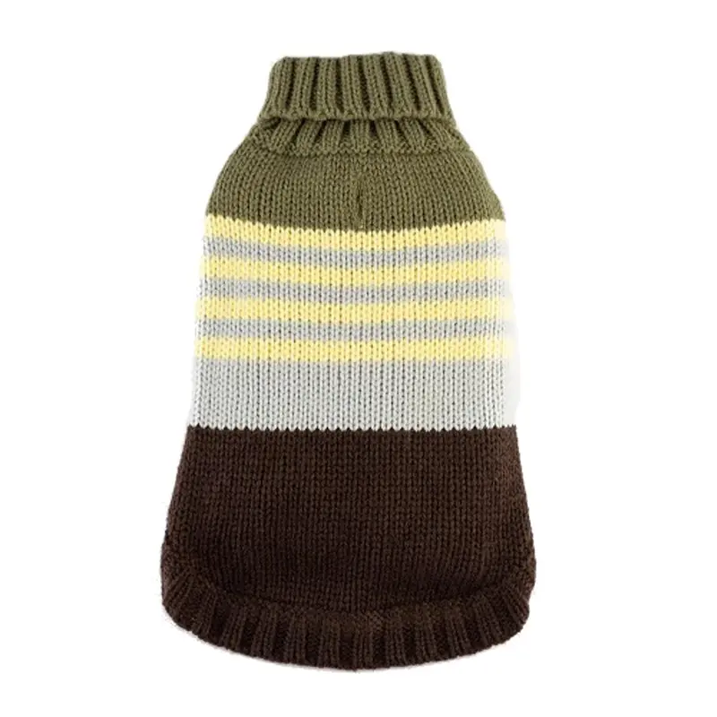 Hip Doggie Colorblock Dog Sweater - Green/Blue/Brown