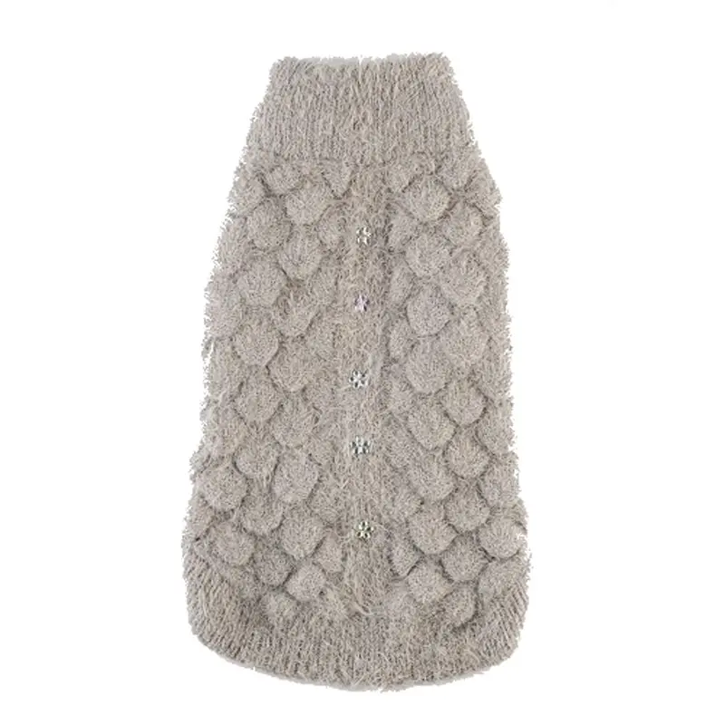 Hip Doggie Mohair Blossom Knit Dog Sweater - Gray