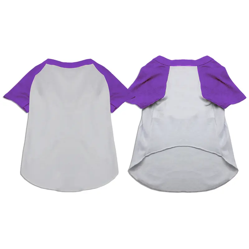 Mirage Raglan Baseball Dog Shirt - White with Purple