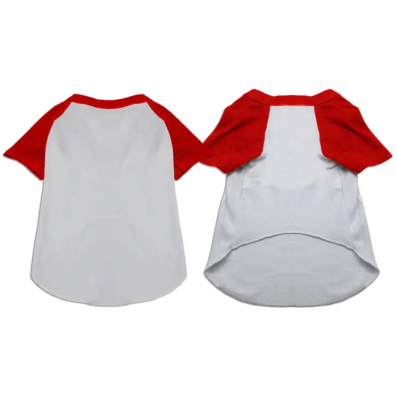 Mirage Raglan Baseball Dog Shirt - White with Red