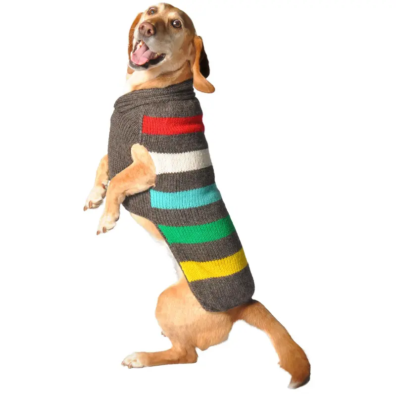 Chilly Dog Handmade Charcoal Stripe Wool Dog Sweater