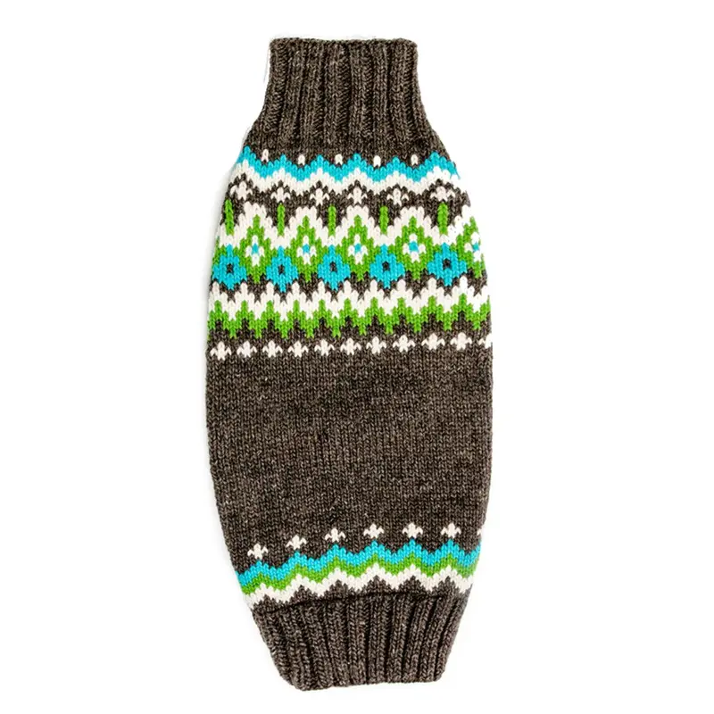 Chilly Dog Handmade Fairisle Wool Dog Sweater - Charcoal