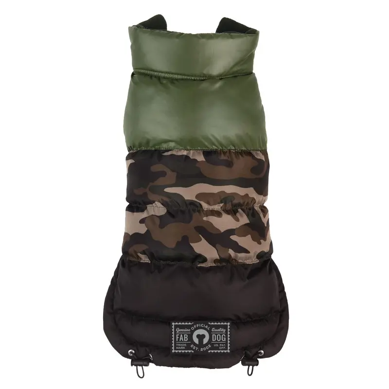 fabdog Colorblock Puffer Dog Coat - Camo