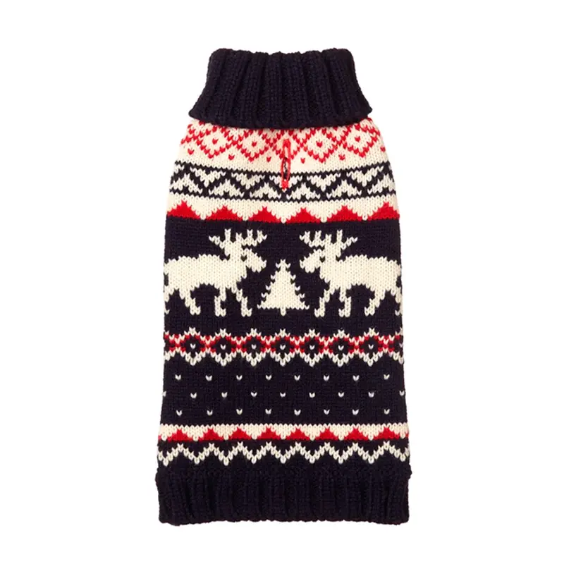 fabdog Navy Fairisle Turtleneck Dog Sweater