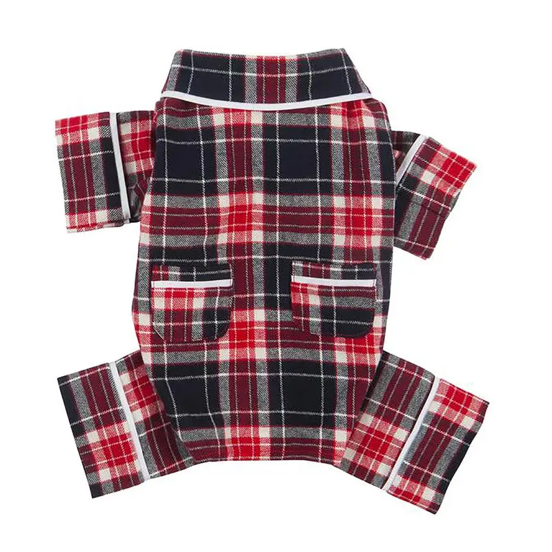 fabdog Plaid Flannel Dog Pajamas - Blue