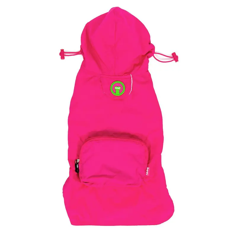 fabdog Pocket Fold Up Dog Raincoat - Hot Pink