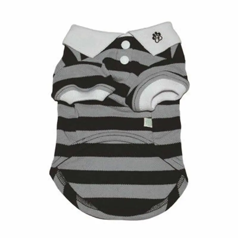 PuppyPAWer Stripe Dog Polo by Dogo - Black and Gray