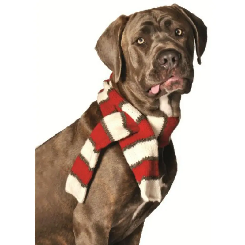 Chilly Dog Handmade Red/White Wool Dog Scarf
