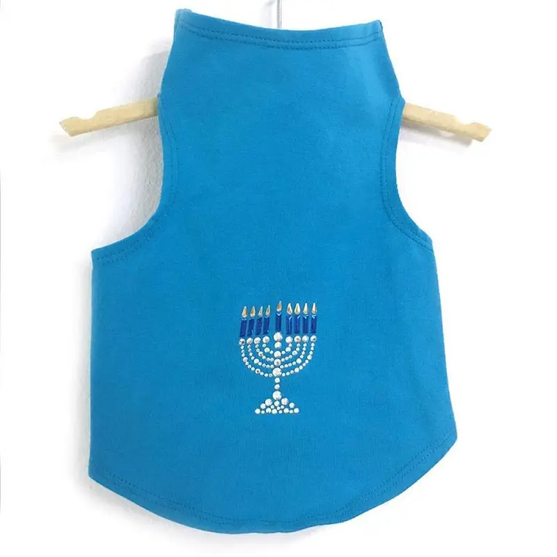 Daisy and Lucy Menorah Hanukkah Dog Tank - Turquoise