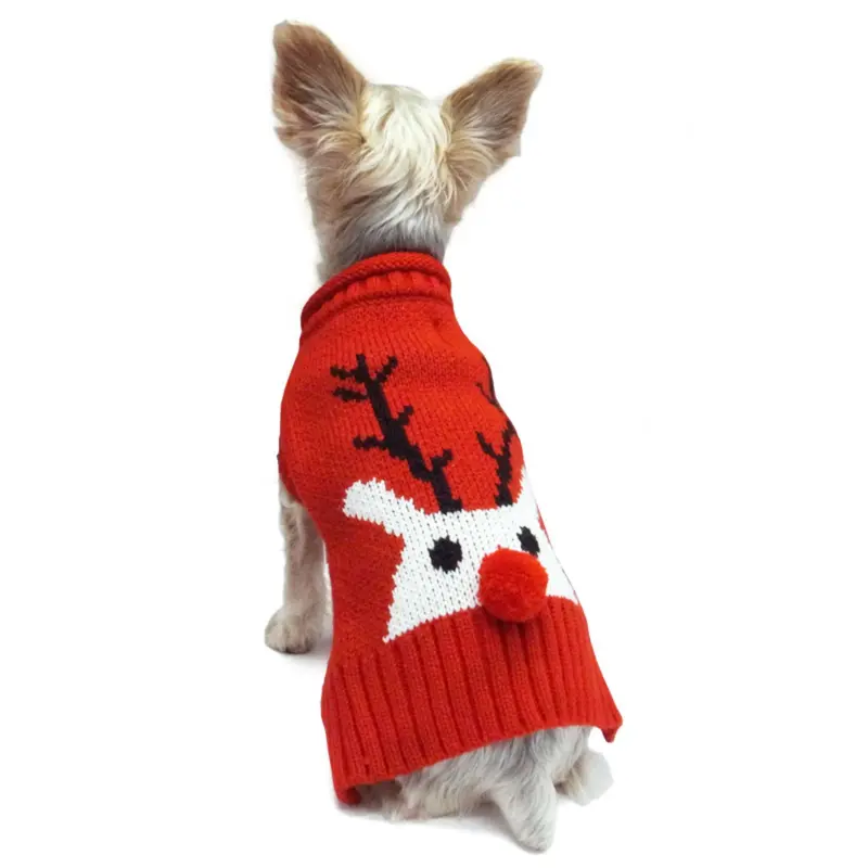 Dogo Red Nose Reindeer Dog Sweater - Red