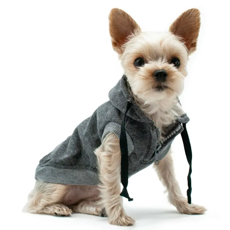 Drawstring Dog Hoodie by Dogo - Gray