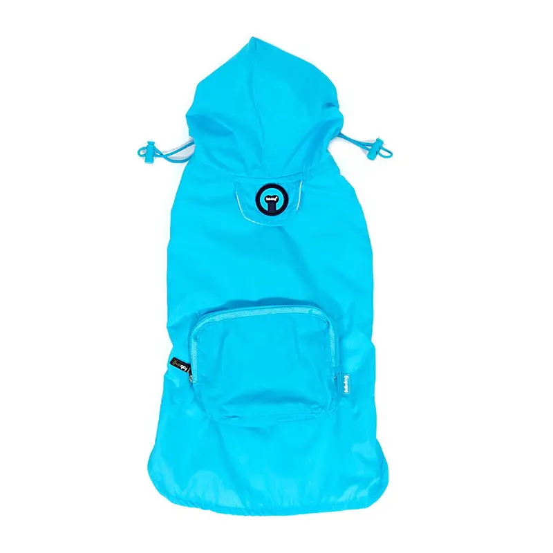 fabdog Pocket Fold Up Dog Raincoat - Light Blue