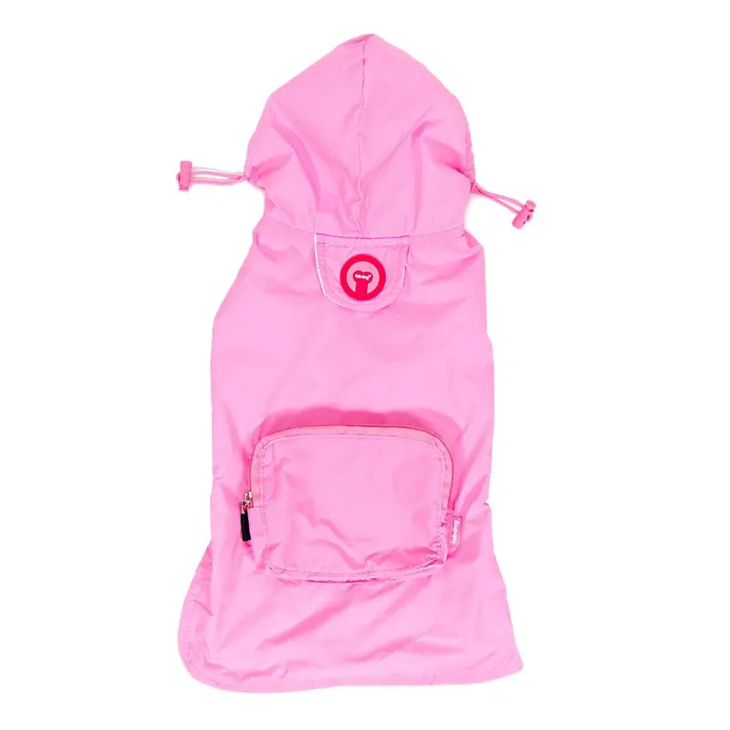 fabdog Pocket Fold Up Dog Raincoat - Light Pink