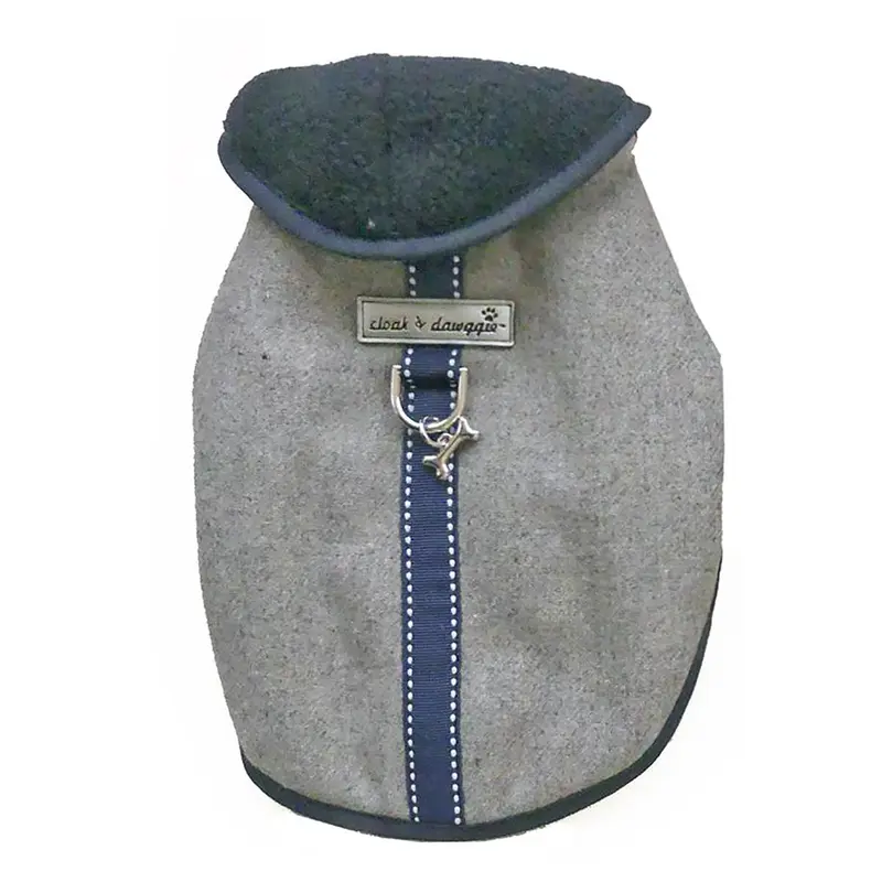 Cloak & Dawggie Flannel Teacup Dog Coat - Navy