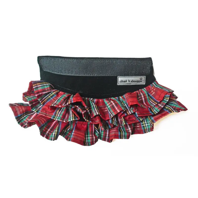 Cloak & Dawggie Holiday Tartan Ruffle Dog Skirt Accessory