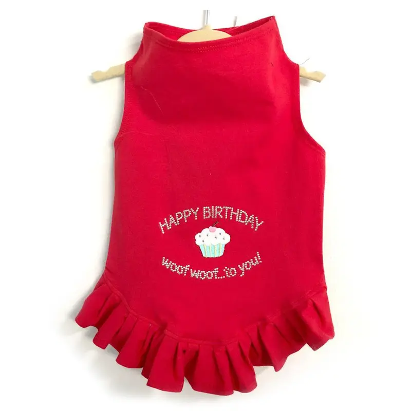 Daisy & Lucy Happy Birthday Dog Dress - Red