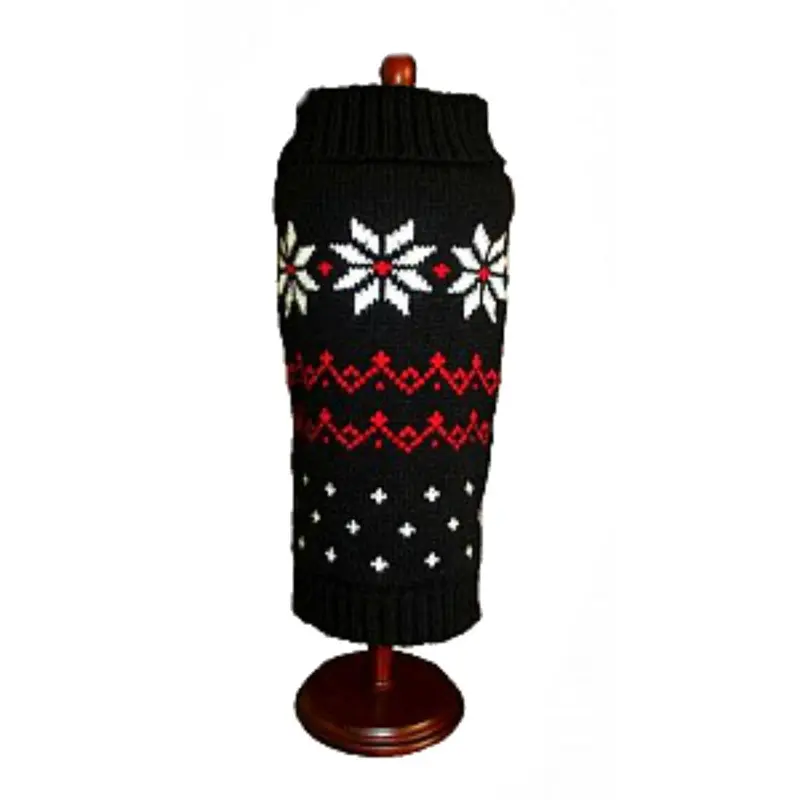 Dallas Dogs Black Fair Isle Snowflake Dog Sweater