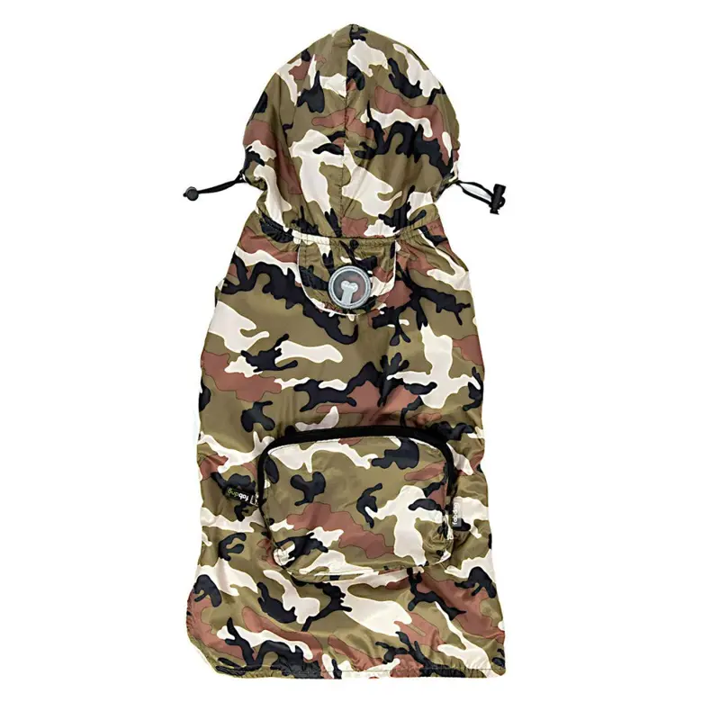 fabdog Pocket Fold Up Dog Raincoat - Green Camouflage