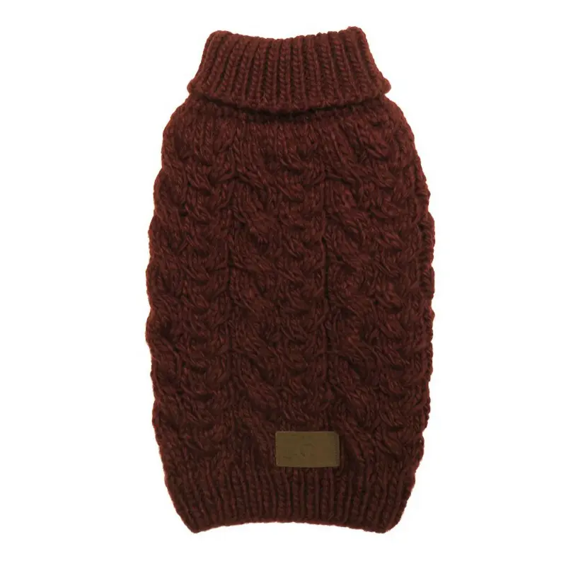 fabdog Wool Turtleneck Dog Sweater - Burgundy