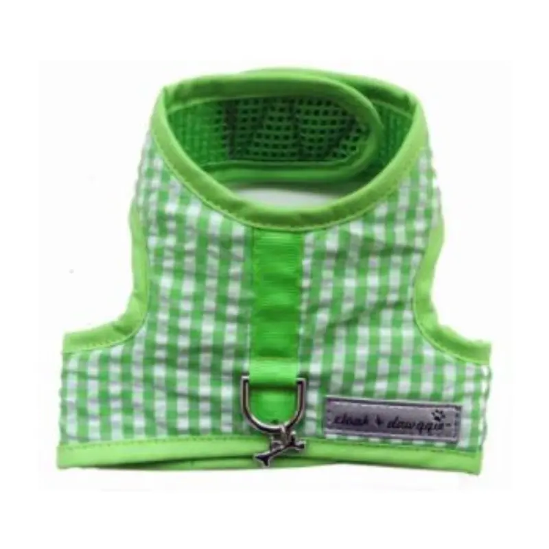 Cloak & Dawggie Teacup Gingham Dog Harness Vest - Green