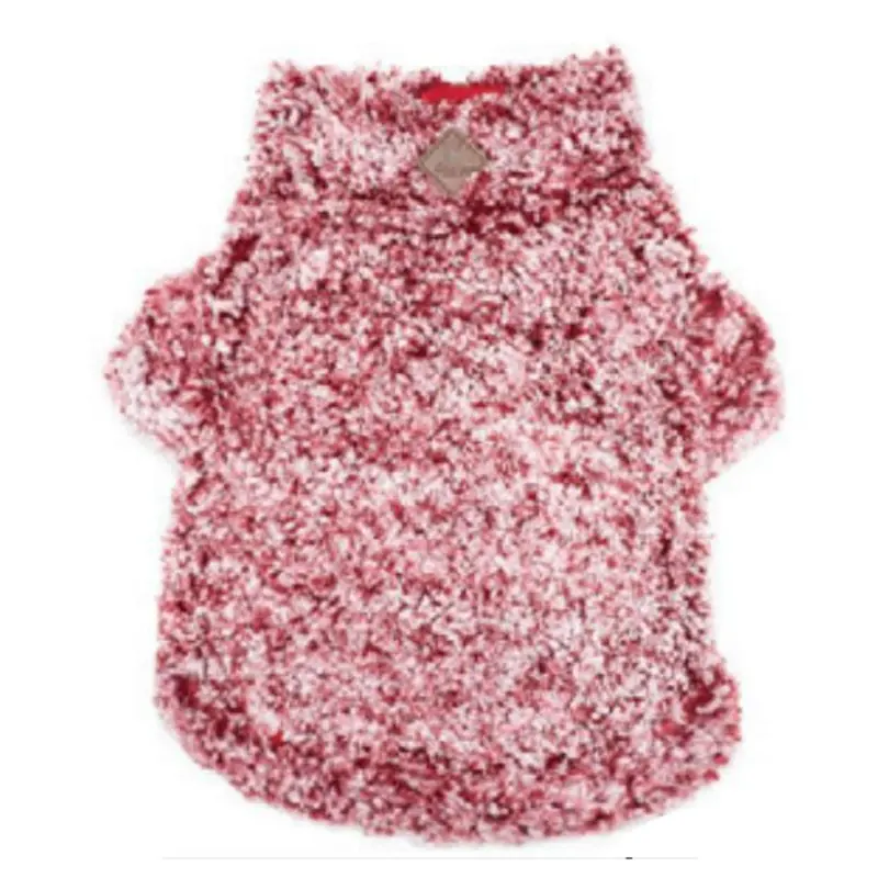 Worthy Dog Wubby Fleece Quarter Zip Dog Pullover - Burgundy