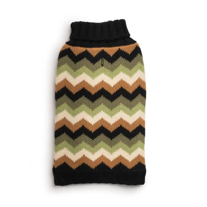 fabdog Chevron Turtleneck Dog Sweater - Black