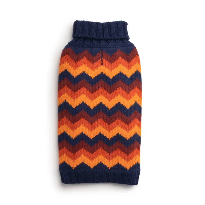 fabdog Chevron Turtleneck Dog Sweater - Navy