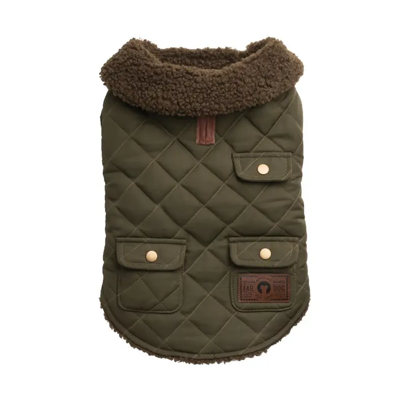 fabdog Quilted Shearling Dog Coat - Olive