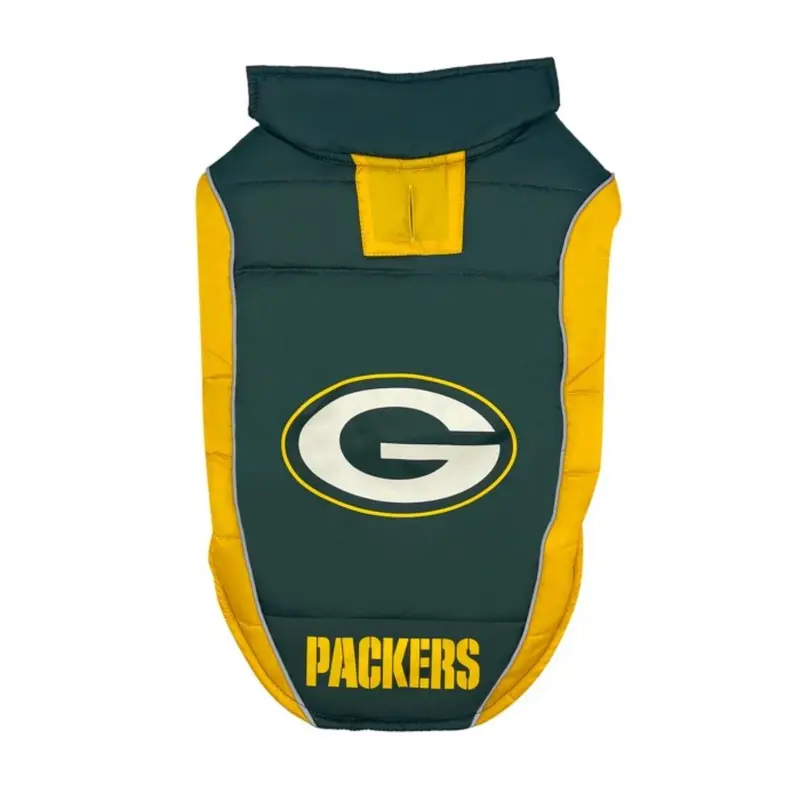 Green Bay Packers Puffer Dog Vest by Pets First