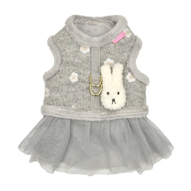 Pinkaholic Lidia Floral Dog Harness Dress - Light Gray