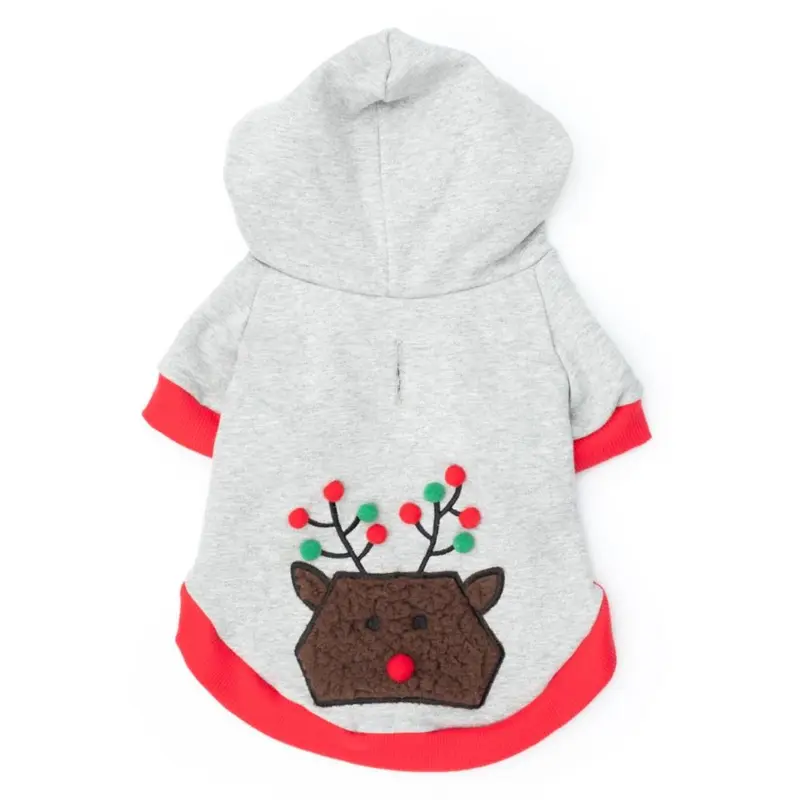 Worthy Dog Pom Pom Reindeer Dog Hoodie