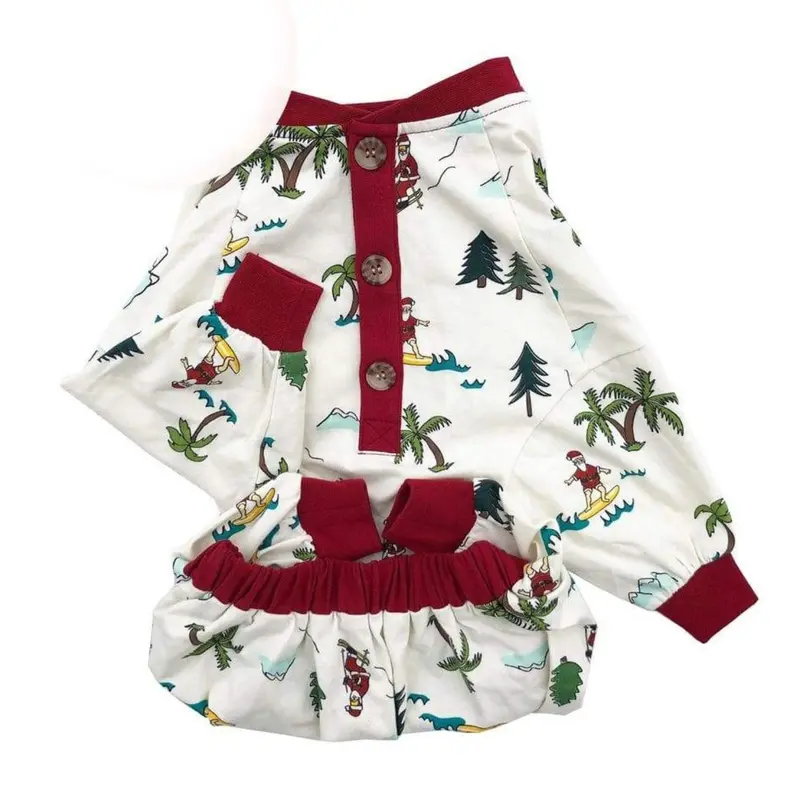 Dog Threads Fun Fam Christmas Dog Pajamas - Surfing Santa