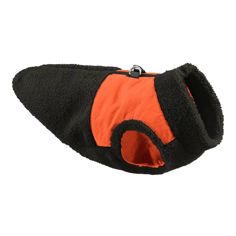 Gooby Zip Up Sherpa Fleece Dog Vest - Two Tone Black