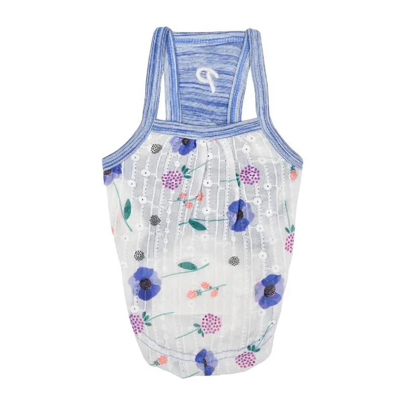 Puppia Florine Floral Dog Tank - Blue