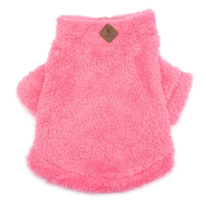 Worthy Dog Solid Fleece Quarter Zip Dog Pullover - Fuchsia