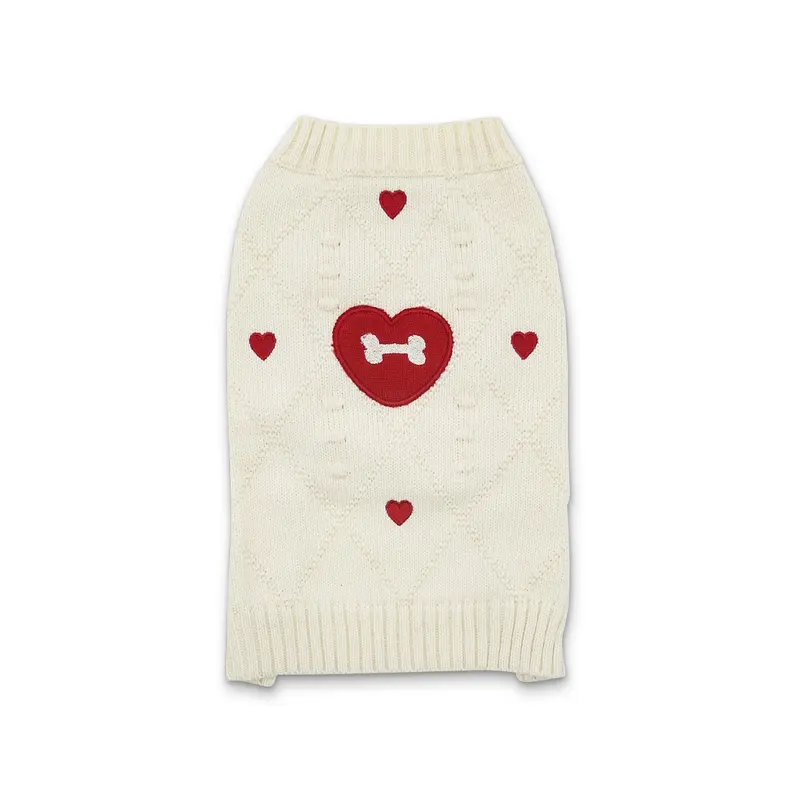 DOGO Bone Heart Dog Sweater - Cream