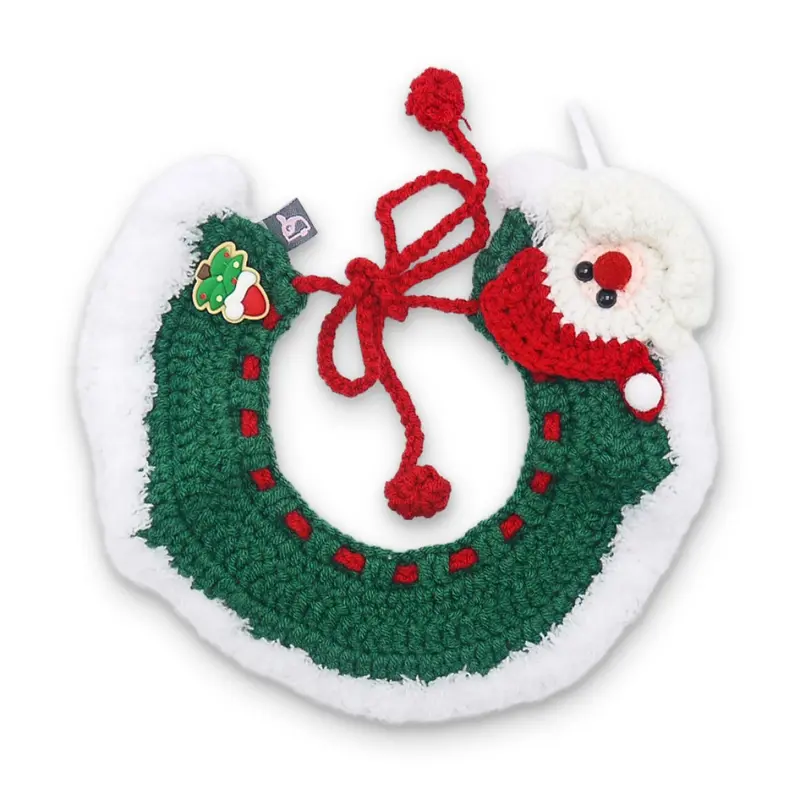DOGO Holiday Santa Crochet Collar Dog Scarf - Green
