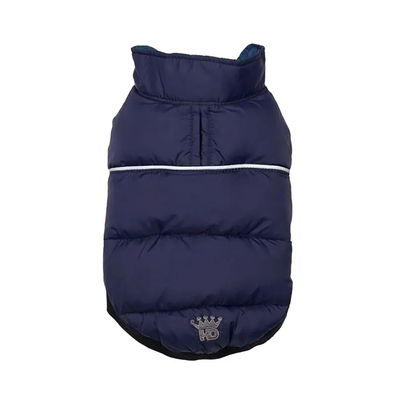 Hip Doggie Flex-Fit Reversible Puffer Dog Vest - Navy/Plaid
