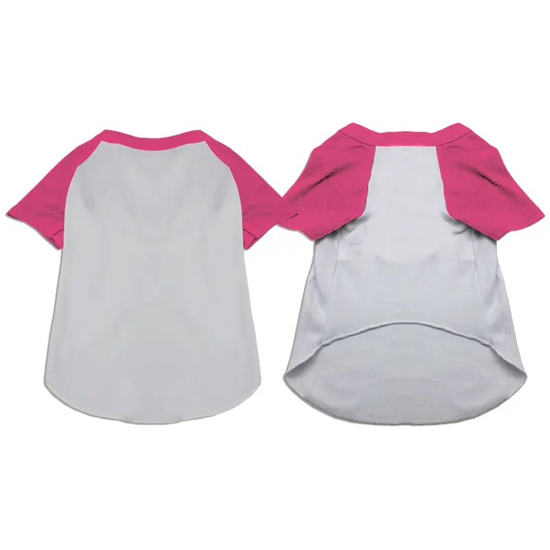 Mirage Raglan Baseball Dog Shirt - White with Bright Pink