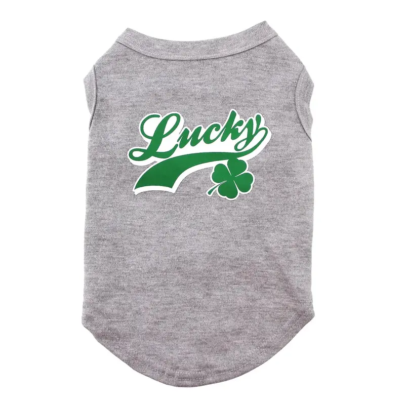 Lucky Swoosh Dog Shirt - Gray
