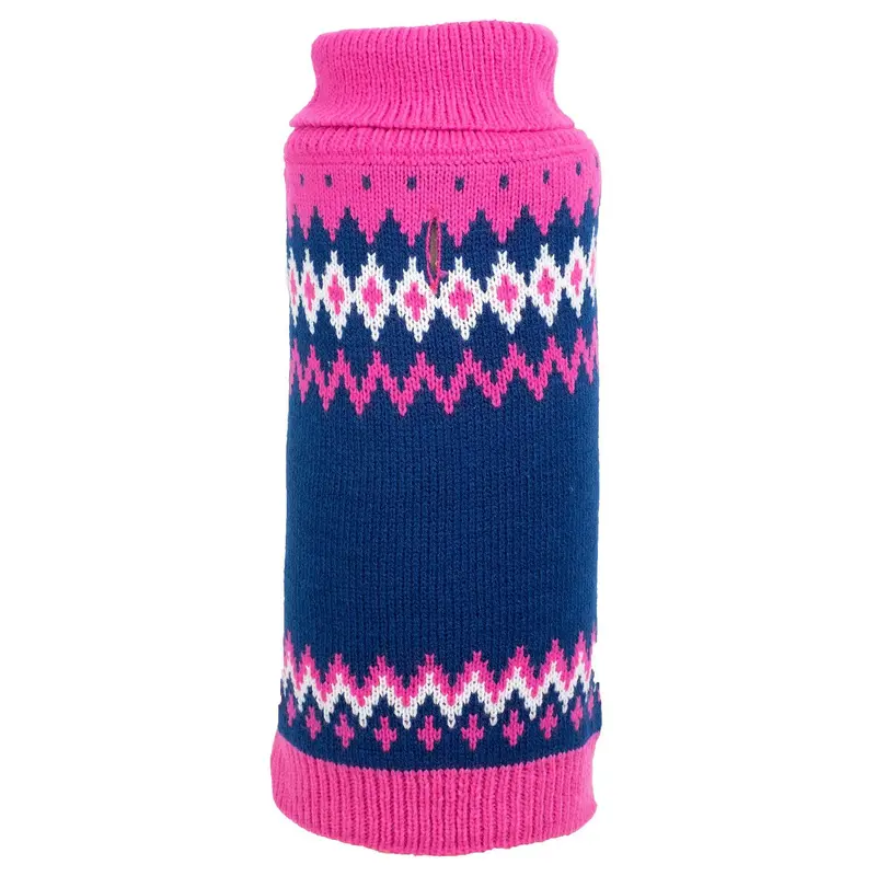 Worthy Dog Fair Isle Turtleneck Dog Sweater - Pink