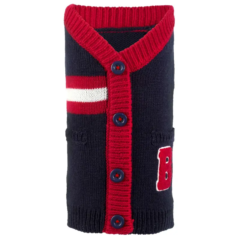 Worthy Dog Varsity Cardigan Dog Sweater - Navy
