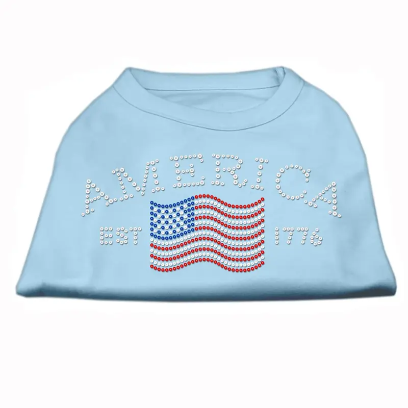 Classic American Rhinestone Dog Tank Top - Baby Blue