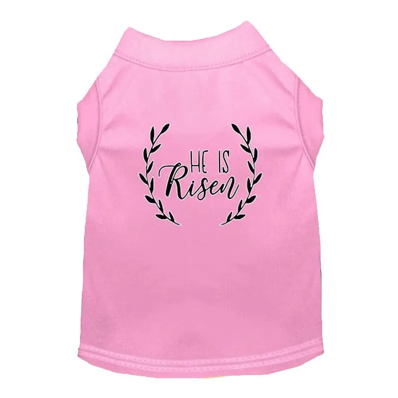 He Is Risen Screen Print Dog Shirt - Light Pink