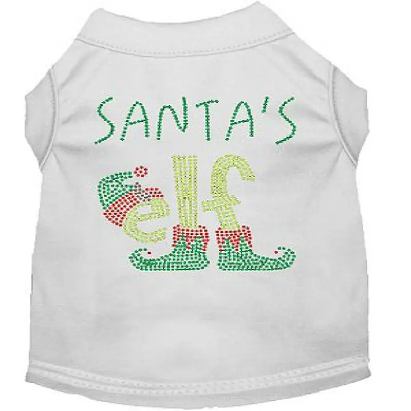 Mirage Santa's Elf Rhinestone Dog Shirt - White