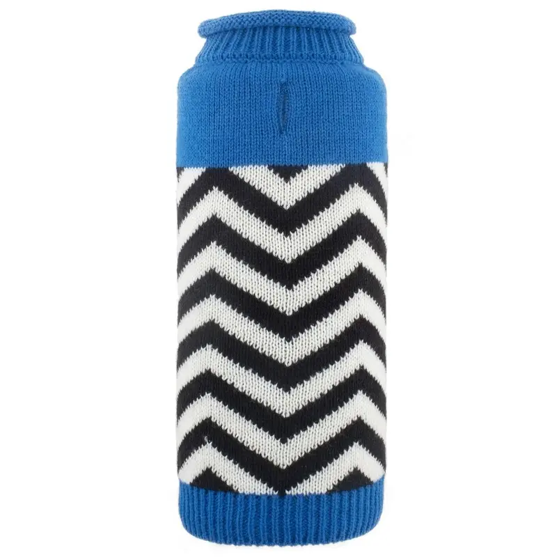 Worthy Dog Chevron Roll Neck Dog Sweater - Blue