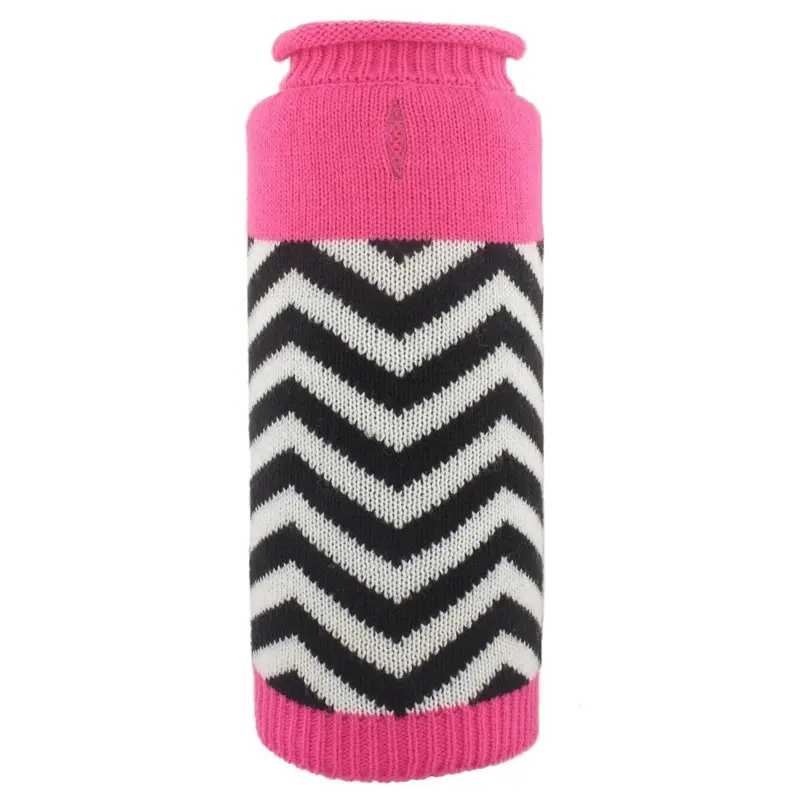 Worthy Dog Chevron Roll Neck Dog Sweater - Pink