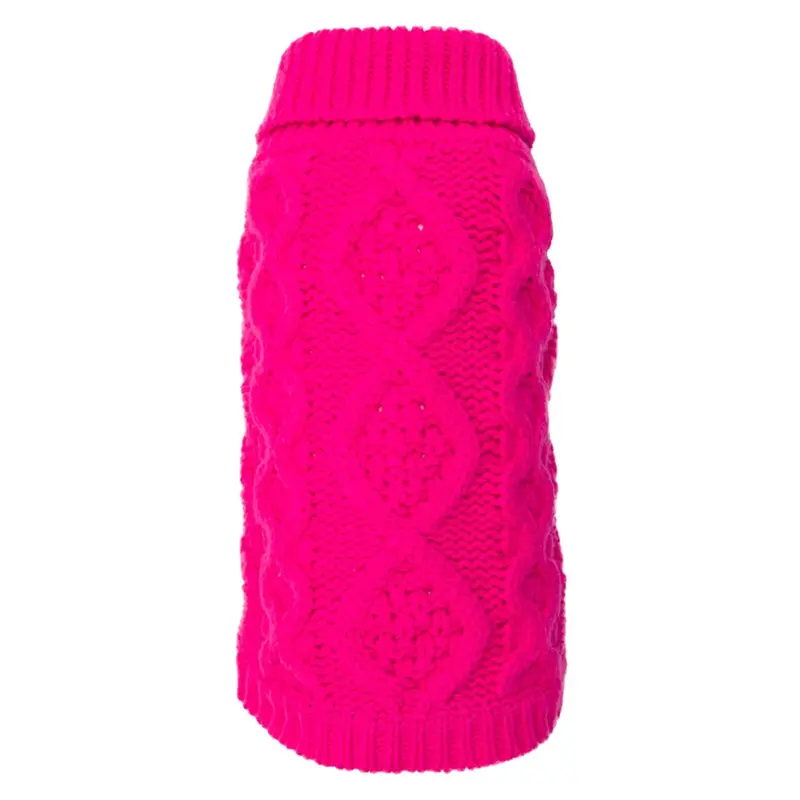 Worthy Dog Chunky Knit Turtleneck Dog Sweater - Fuchsia